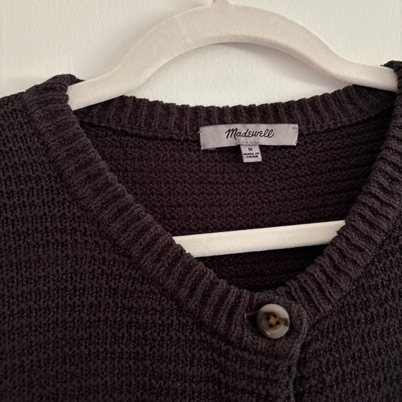 Madewell Cardigan Sweater Cotton Blend Crop Buttoned Dark Gray Size M - Picture 3 of 7